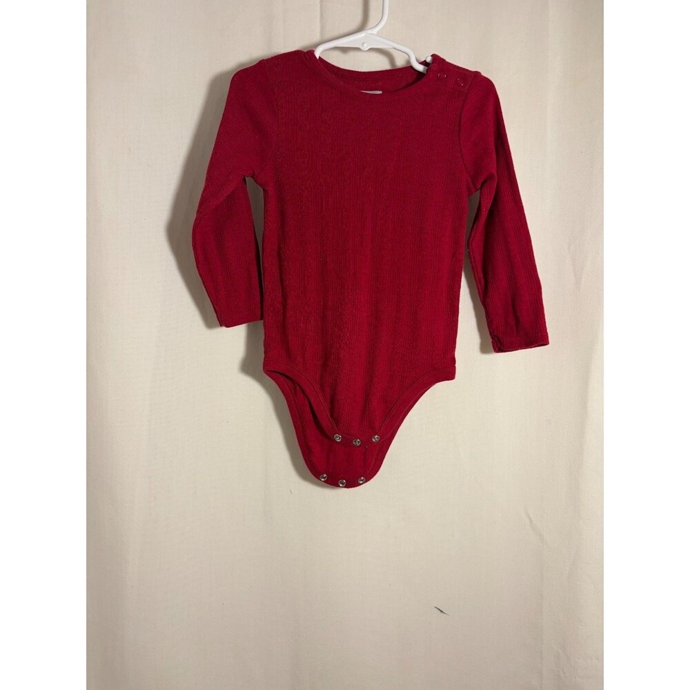 Garanimals Baby Girls 24M Red Ribbed Long‑Sleeve Bodysuit – Snap Bottom - Picture 1 of 4